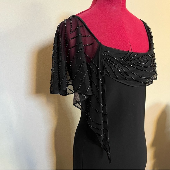 Vintage beaded 80s 🖤 draped neckline ballroom dance lbd classic 8P S.L. Fashion - Picture 5 of 15